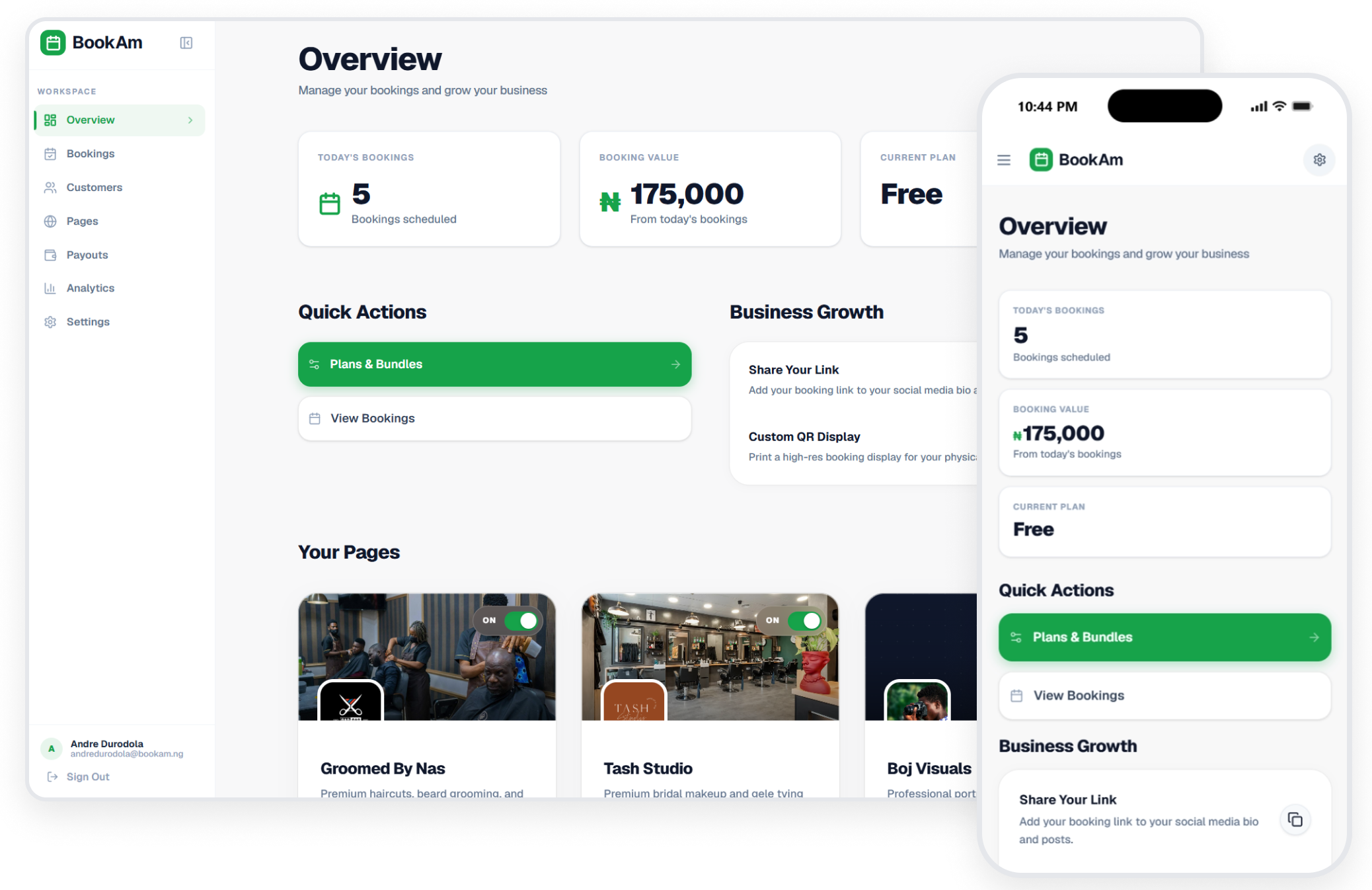 BookAm dashboard preview